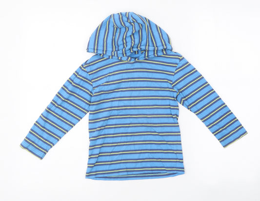 TU Boys Blue Striped 100% Cotton Pullover Hoodie Size 3-4 Years Pullover
