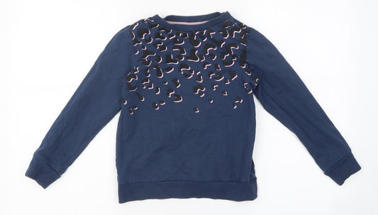 Lily&Dan Girls Blue Animal Print Polyester Pullover Sweatshirt Size 7-8 Years Pullover