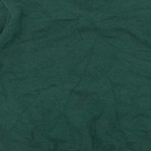 Marks and Spencer Girls Green V-Neck 100% Cotton Pullover Jumper Size 4-5 Years Pullover