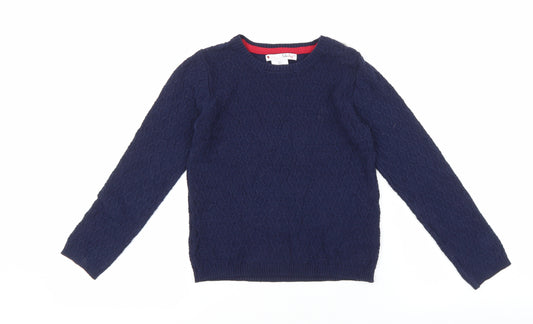 NULA BUG Girls Blue Round Neck Geometric 100% Cotton Pullover Jumper Size 4-5 Years Pullover