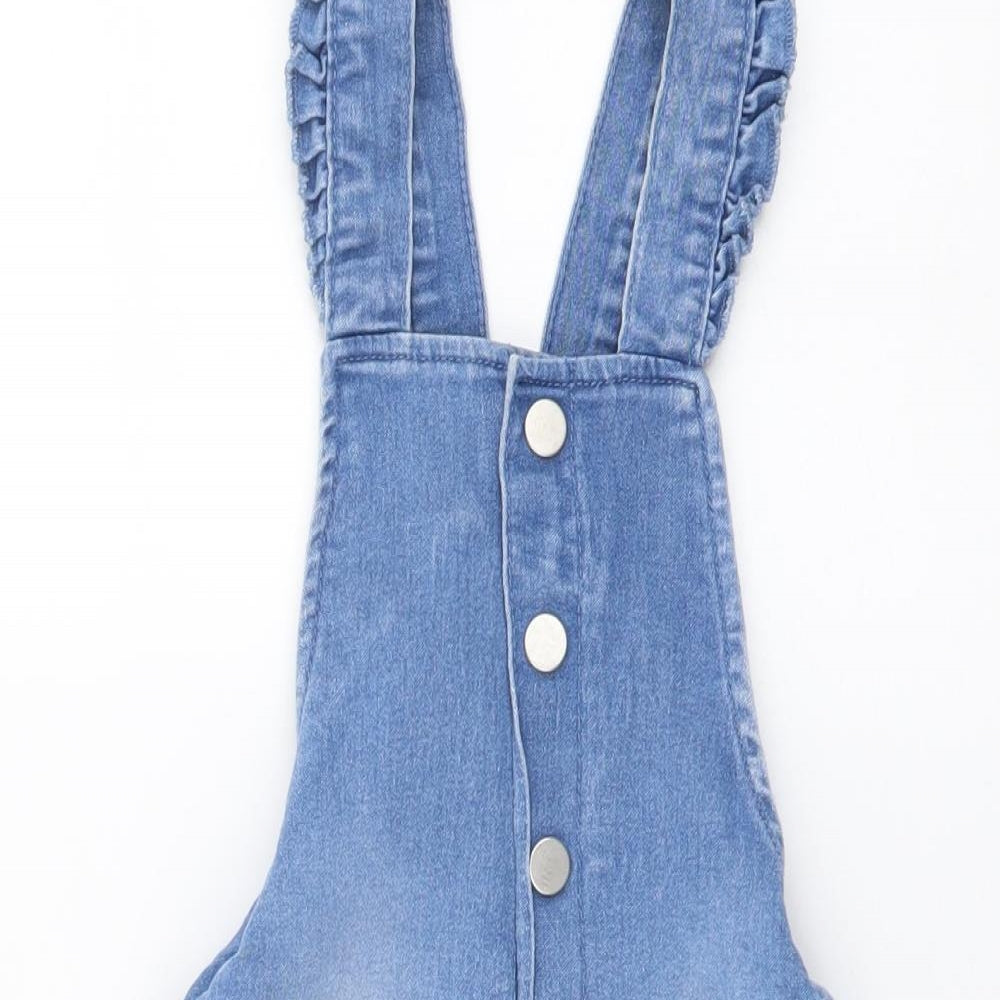 Primark Girls Blue Cotton Dungaree One-Piece Size 18-24 Months Button