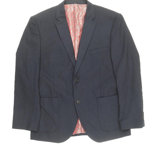 Harry Brown Mens Blue Wool Jacket Blazer Size 42