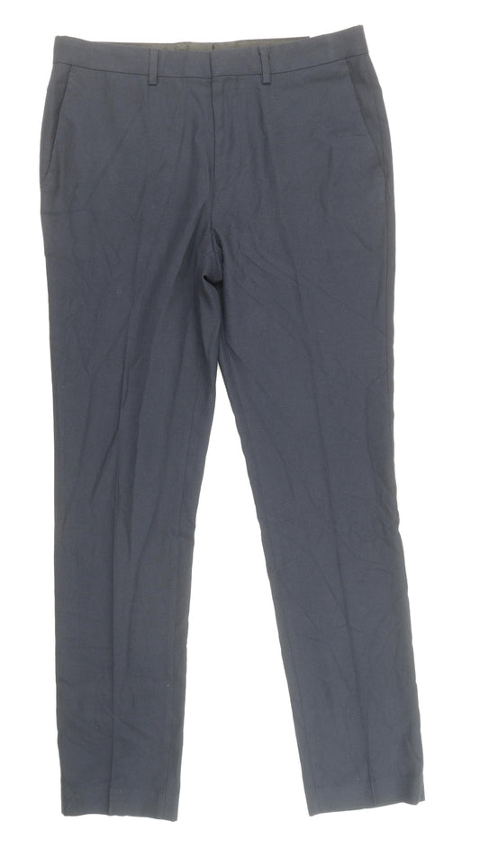 Topman Mens Blue Polyester Trousers Size 32 in Regular Zip