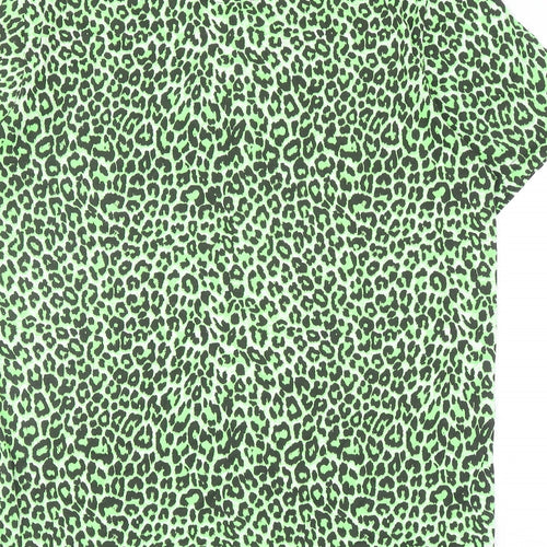 ONLY & SONS Womens Green Animal Print Cotton Basic Tank Size M Round Neck - Leopard Print