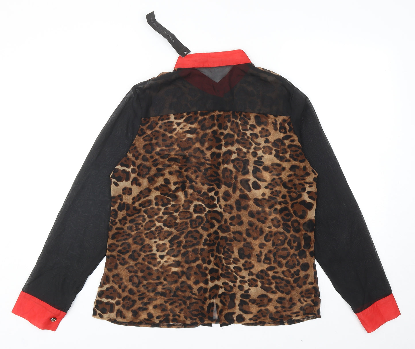 Zanzea Womens Multicoloured Animal Print Polyester Basic Button-Up Size L Collared - Leopard Print