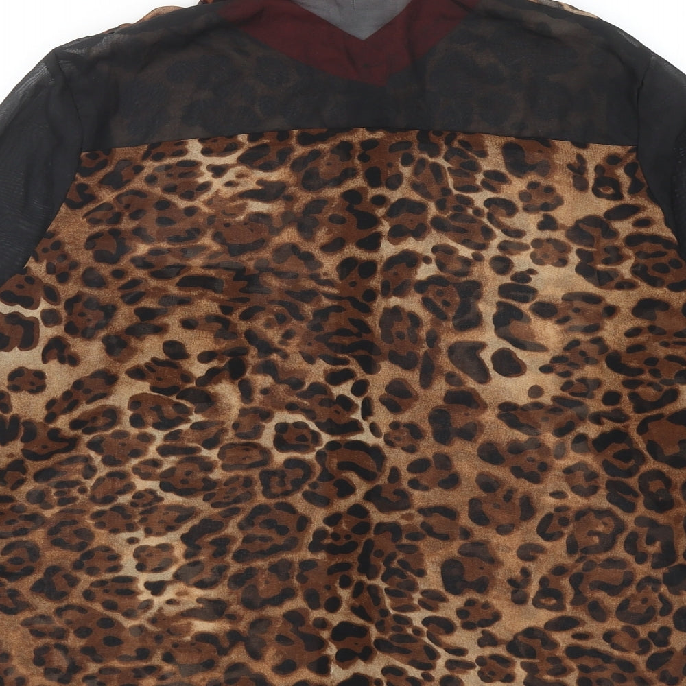 Zanzea Womens Multicoloured Animal Print Polyester Basic Button-Up Size L Collared - Leopard Print