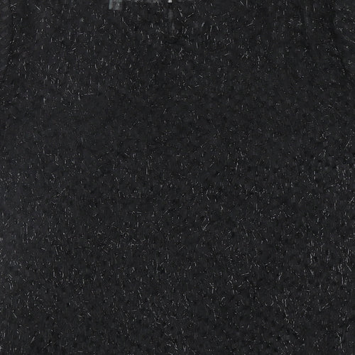 Fever Womens Black Polyester Basic Blouse Size 12 Round Neck
