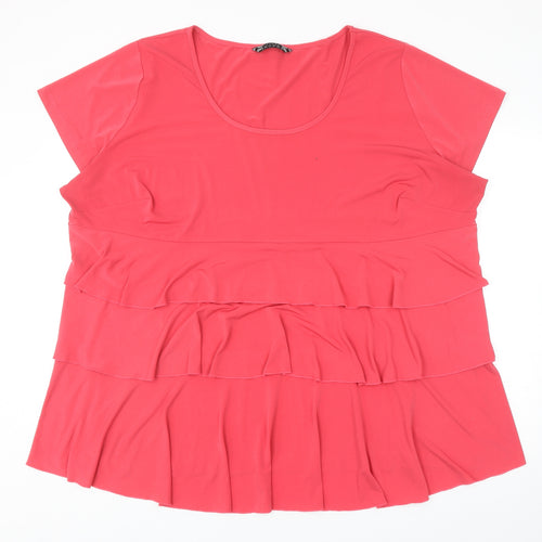 Joanna Hope Womens Pink Polyester Basic T-Shirt Size 32 Round Neck