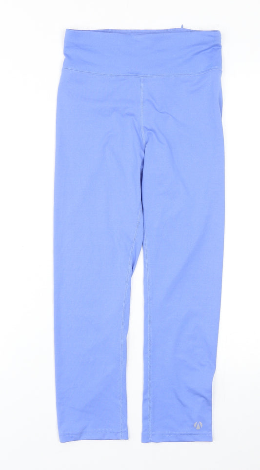 Marks and Spencer Womens Blue Polyester Compression Leggings Size 8 Regular Drawstring