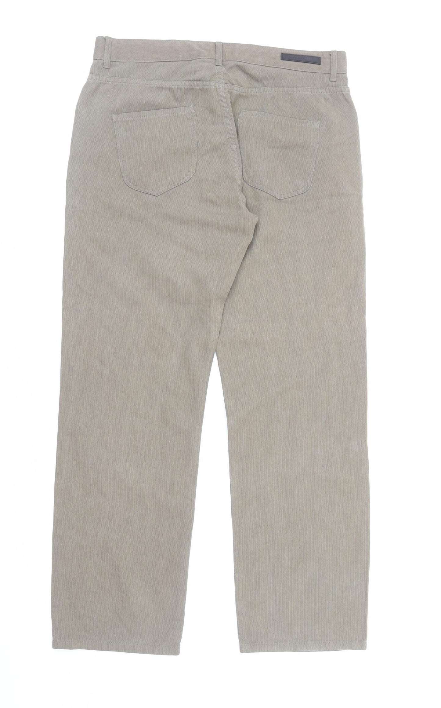 NEXT Mens Brown Cotton Trousers Size L Regular Zip