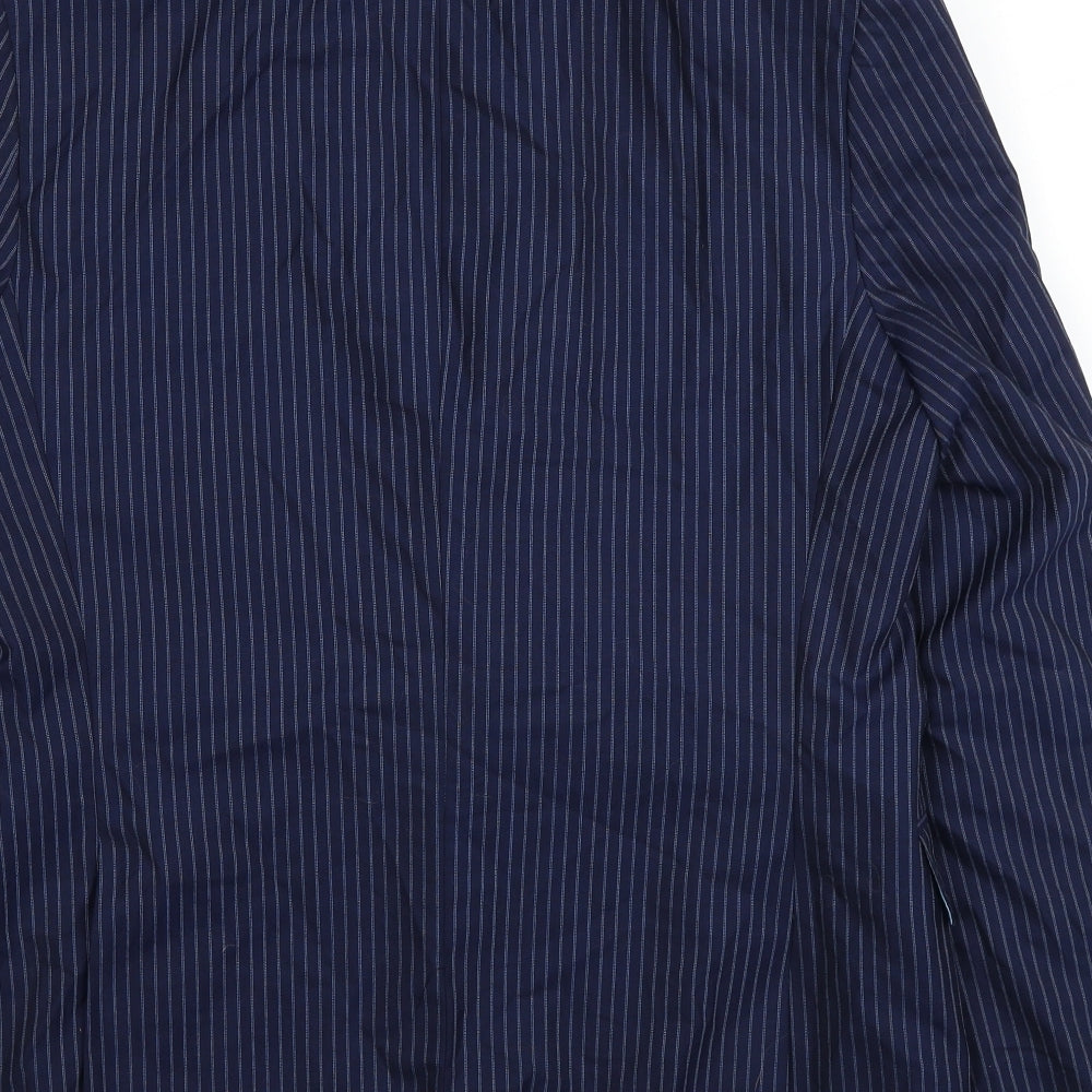 Savile Row Mens Blue Striped Wool Jacket Suit Jacket Size 40