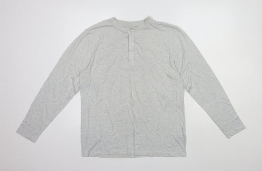 Primak Mens Grey Polyester Button-Up Size M Round Neck
