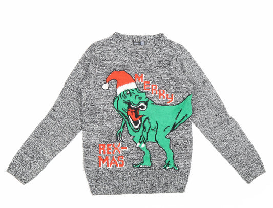 Pepco Boys Multicoloured Round Neck Acrylic Pullover Jumper Size 8-9 Years Pullover - Dinossaur
