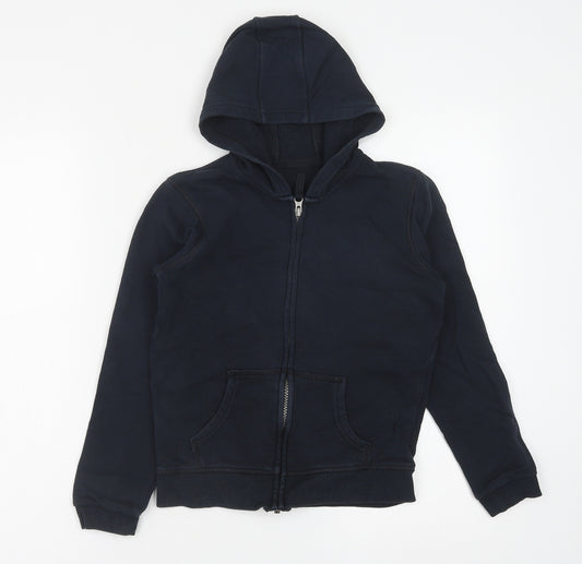 Marks and Spencer Boys Black Cotton Full Zip Hoodie Size 9-10 Years Zip