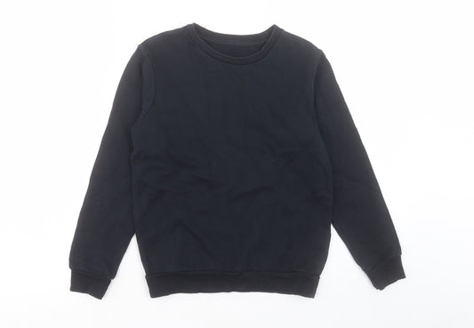 Marks and Spencer Boys Black Cotton Pullover Sweatshirt Size 9-10 Years Pullover