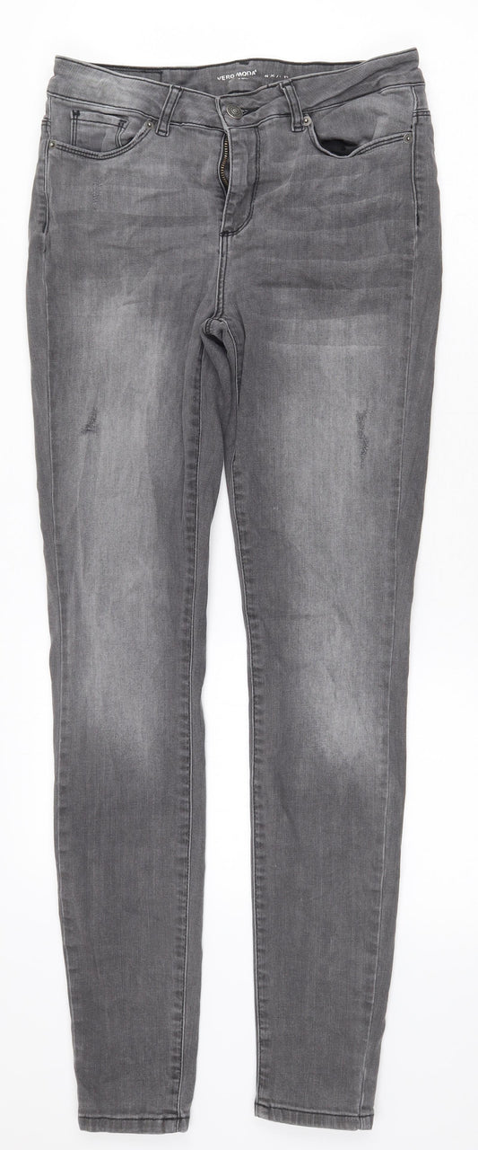 Vera Moda Mens Grey Cotton Skinny Jeans Size 28 in Regular Zip