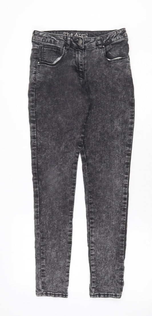 Matalan Girls Grey Cotton Skinny Jeans Size 12 Years Regular Zip
