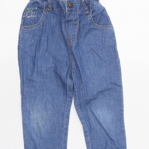 Rocha Little Rocha Girls Blue Cotton Boyfriend Jeans Size 2-3 Years Regular Button