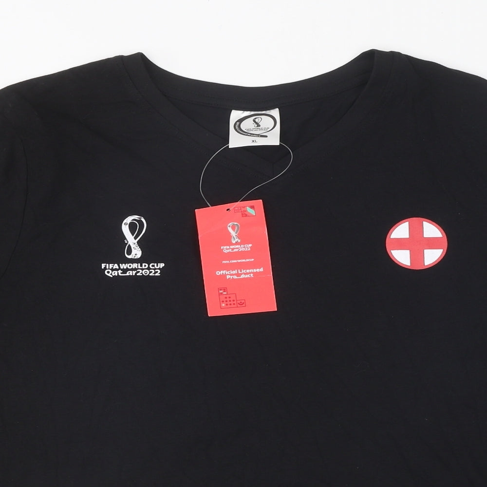 FIFA Mens Black Polyester T-Shirt Size XL Round Neck - FIFA World Cup 2022