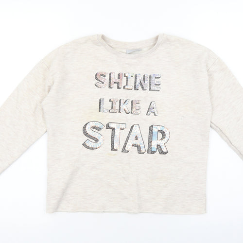 Matalan Girls Beige 100% Cotton Pullover Sweatshirt Size 11 Years Pullover - Shine like a Star