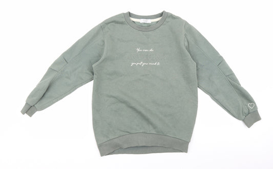 Primark Girls Green Coir Pullover Sweatshirt Size 8-9 Years Pullover - You can do Anything you put your Mind to