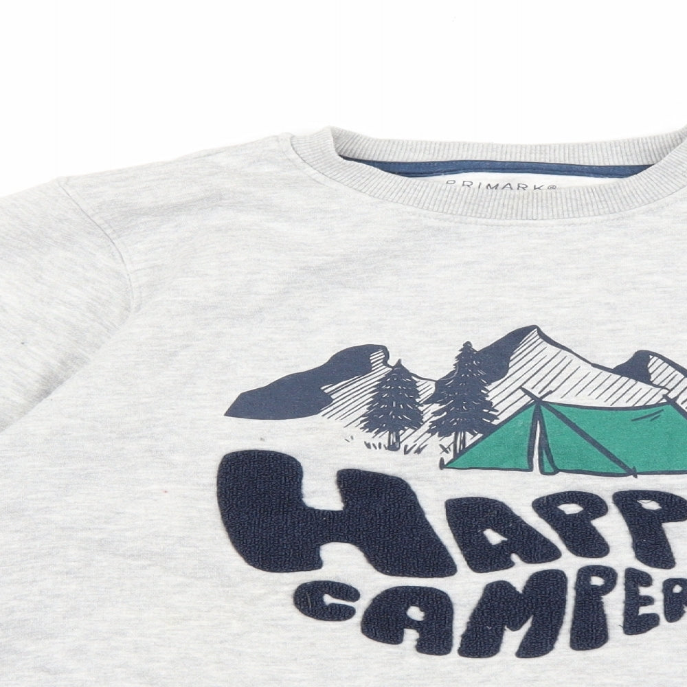 Primark Boys Grey Cotton Pullover Sweatshirt Size 12-13 Years Pullover - Happy Camper
