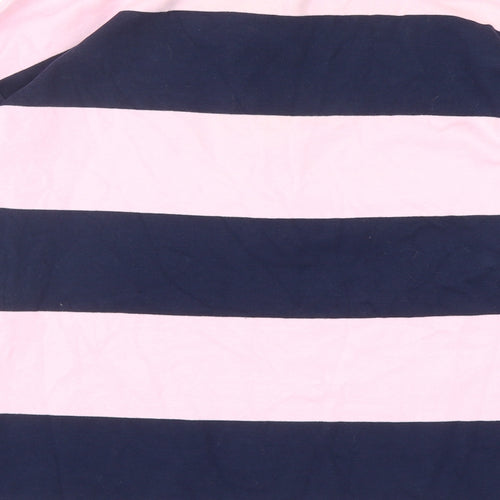 H&M Mens Pink Striped Cotton Polo Size S Collared Button