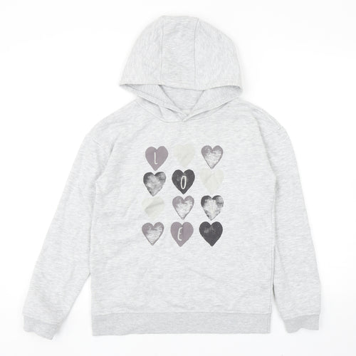 Primark Girls Grey Cotton Pullover Hoodie Size 10-11 Years Pullover