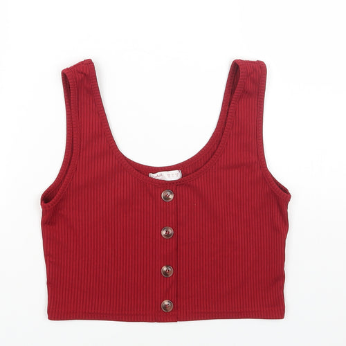 ROMWE Womens Red Polyester Cropped Tank Size M Round Neck