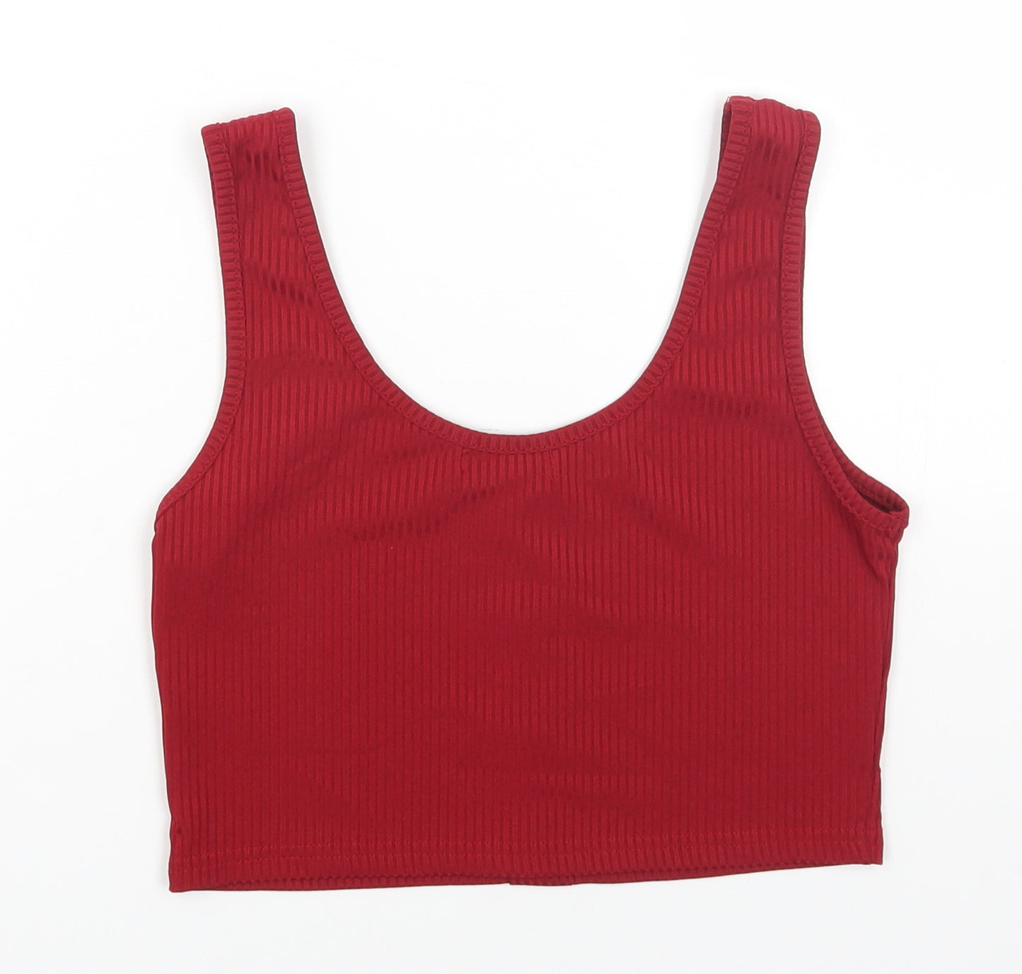 ROMWE Womens Red Polyester Cropped Tank Size M Round Neck