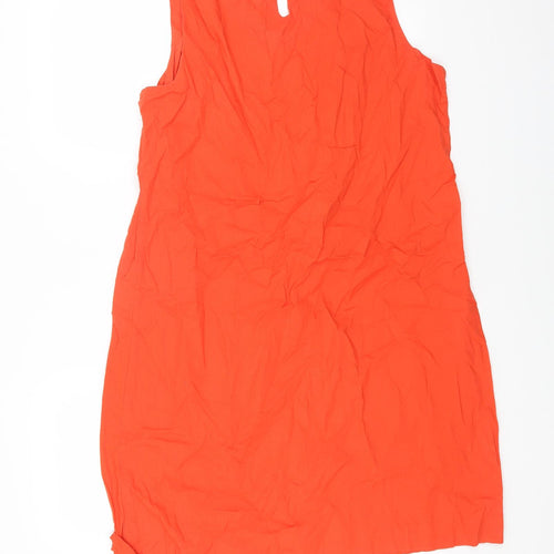 ANNE WEYBURN Womens Orange Geometric Cotton A-Line One Size Scoop Neck Pullover