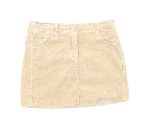 NEXT Girls Brown Cotton Cargo Skirt Size 8 Years Regular Zip