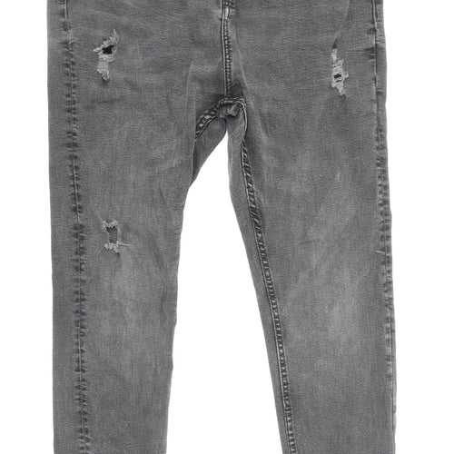 Pull&Bear Mens Grey Cotton Skinny Jeans Size 30 in Regular Zip