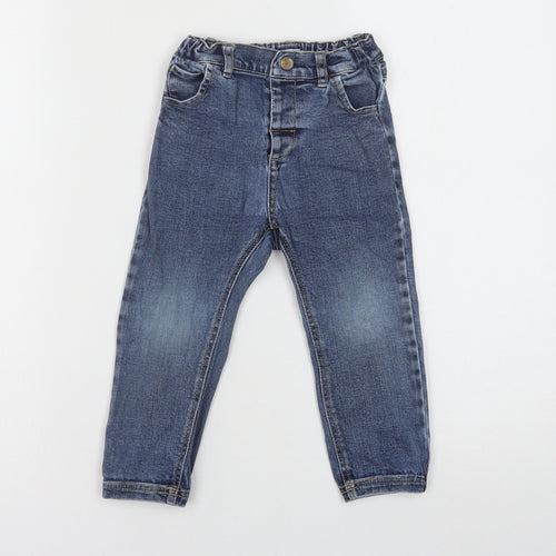 mamas & papas Baby Blue Cotton Capri Jeans Size 18-24 Months Button