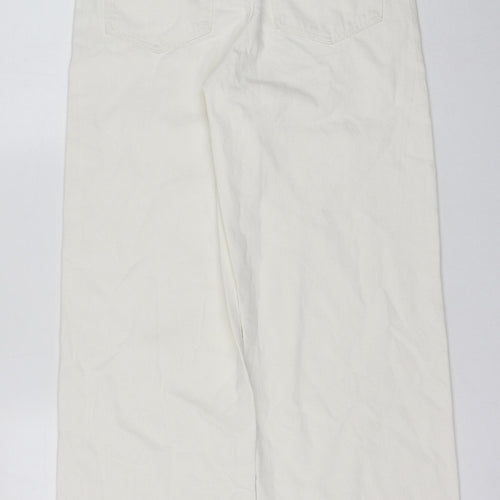 Marks and Spencer Girls White Cotton Straight Jeans Size 13-14 Years Regular Button