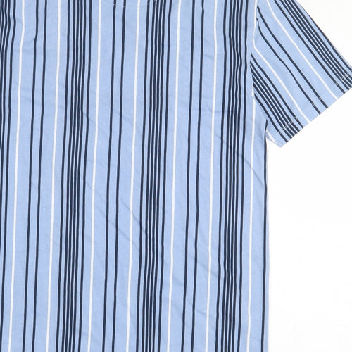 U.S Athletic Mens Blue Striped Cotton T-Shirt Size XS Round Neck - East Coast New York
