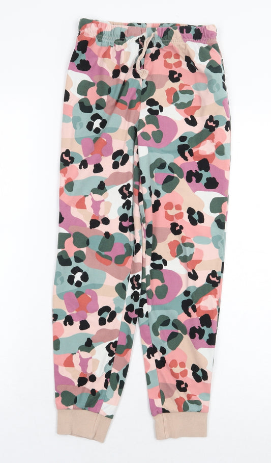 NEXT Girls Multicoloured Animal Print Polyester Jogger Trousers Size 9 Months Regular Tie