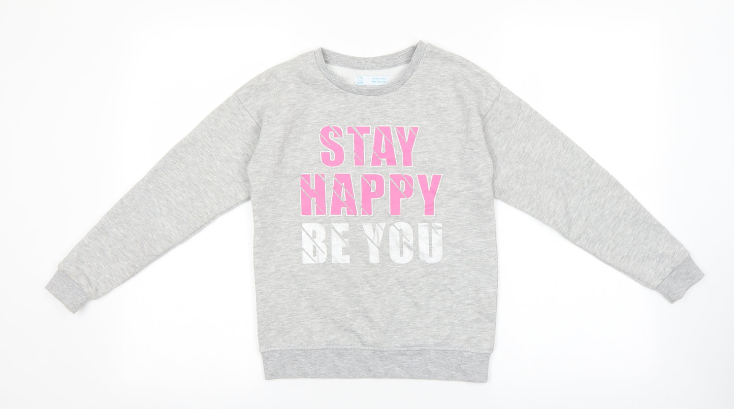Primark Girls Grey Cotton Pullover Sweatshirt Size 9-10 Years Pullover - Stay Happy be You