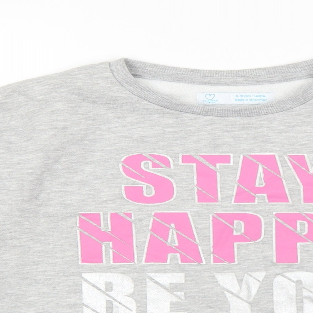Primark Girls Grey Cotton Pullover Sweatshirt Size 9-10 Years Pullover - Stay Happy be You