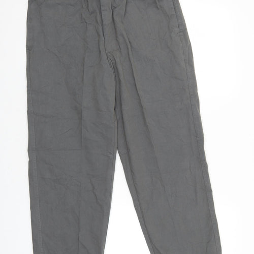 Pegasus Mens Grey Cotton Trousers Size 32 in L25 in Regular Zip