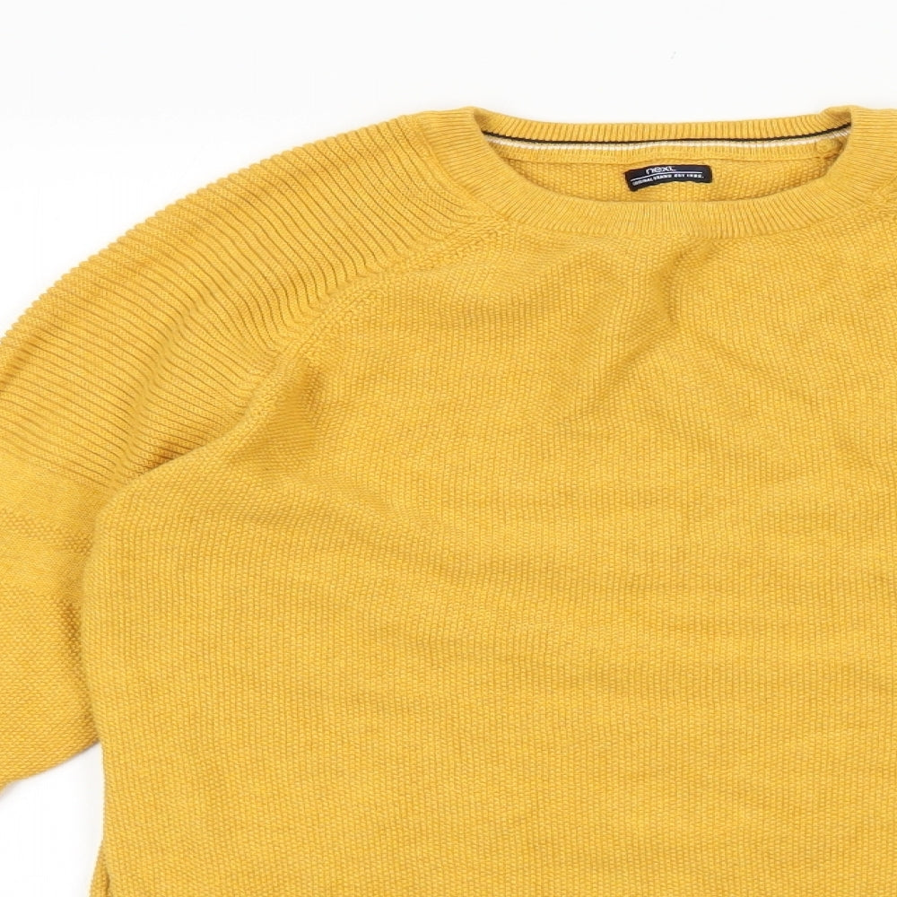 NEXT Boys Yellow Round Neck 100% Cotton Pullover Jumper Size 14 Years Pullover