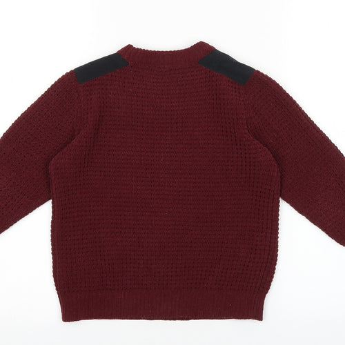 F&F Boys Red Round Neck 100% Cotton Pullover Jumper Size 5 Years Pullover