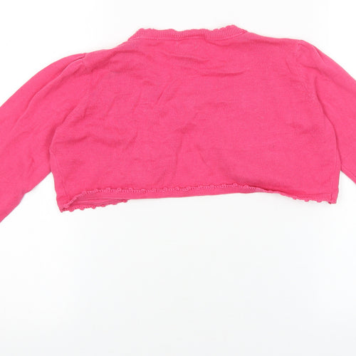 Monsoon Girls Pink Round Neck 100% Cotton Cardigan Jumper Size 10-11 Years Button - Size Age 10-12 Years