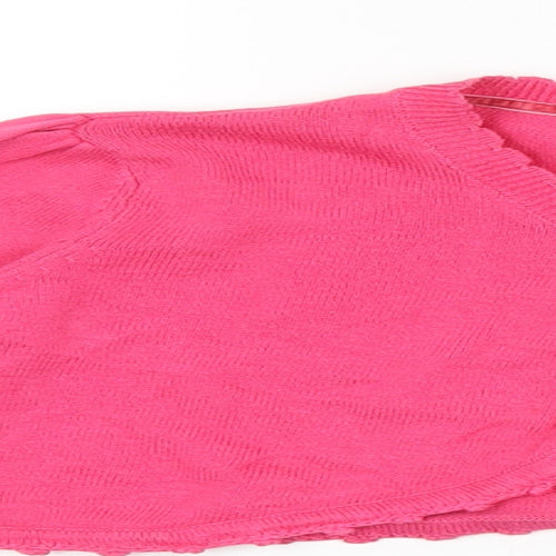 Monsoon Girls Pink Round Neck 100% Cotton Cardigan Jumper Size 10-11 Years Button - Size Age 10-12 Years