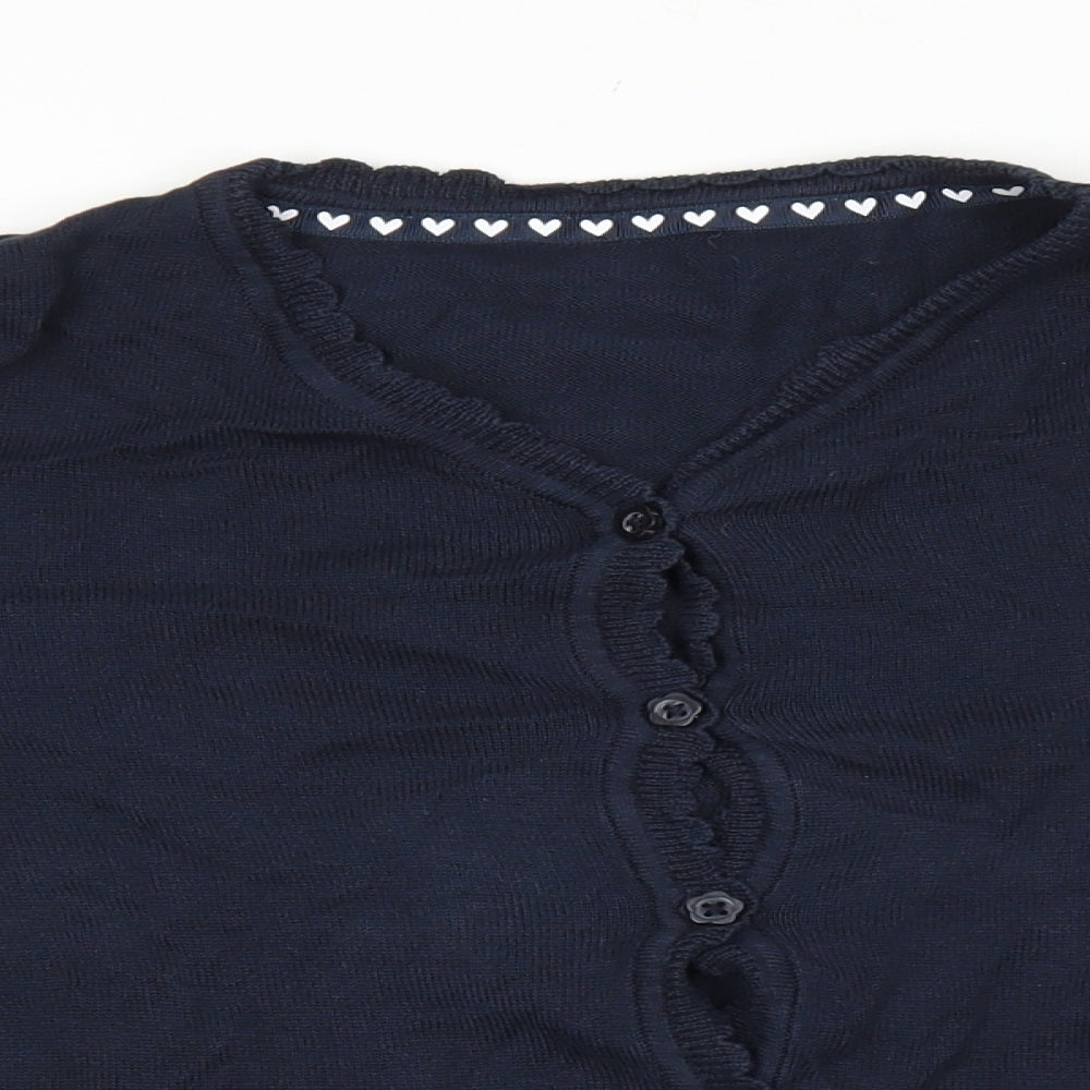 TU Girls Blue Round Neck 100% Cotton Cardigan Jumper Size 9 Years Button