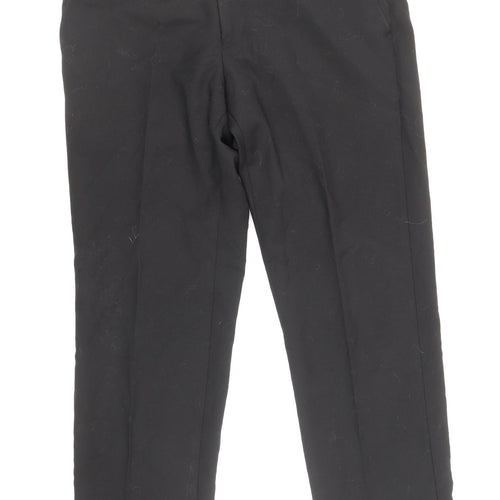 Marks and Spencer Mens Black Wool Trousers Size 32 in Regular Zip