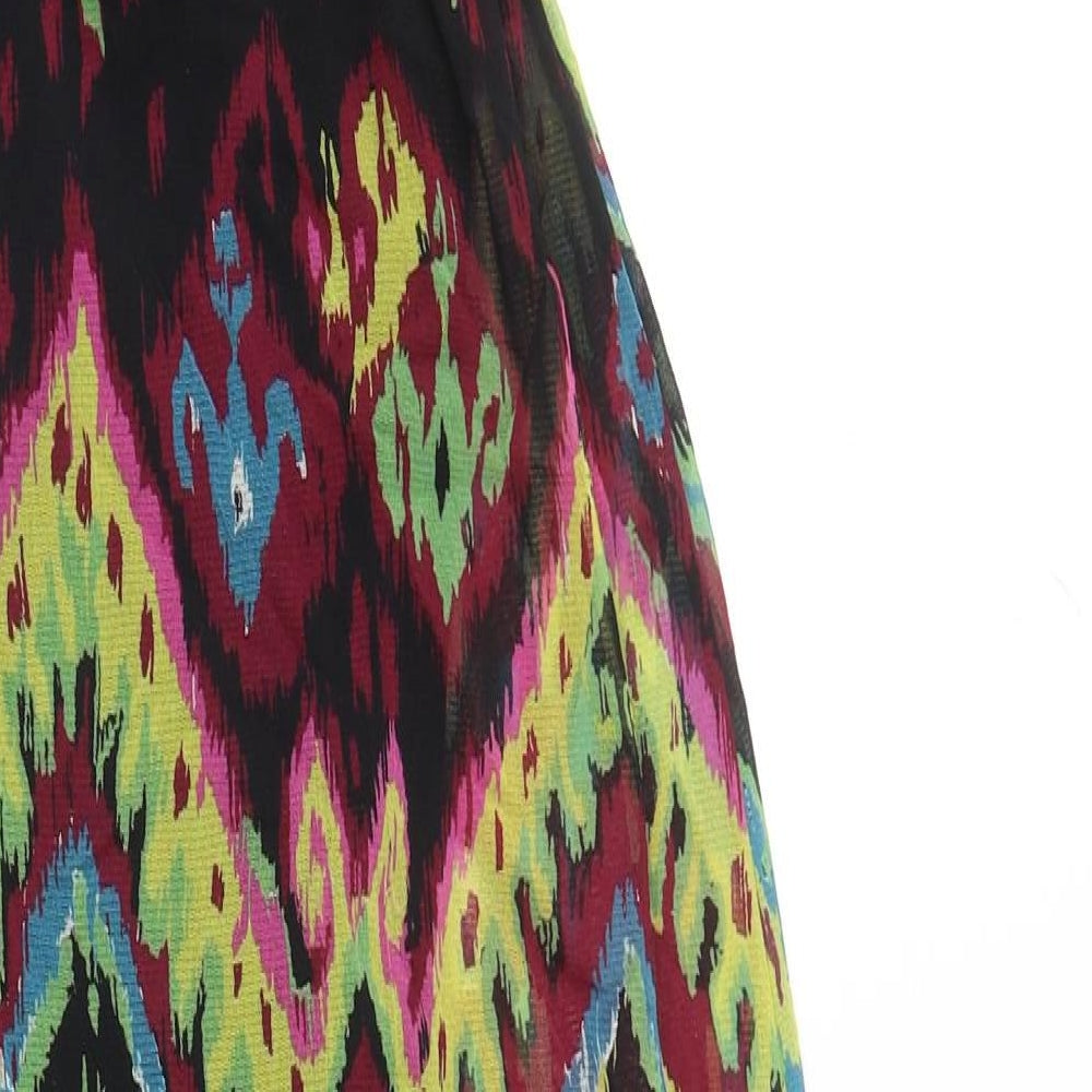 James Lakeland Womens Multicoloured Geometric Polyamide Maxi Size 12 V-Neck Pullover