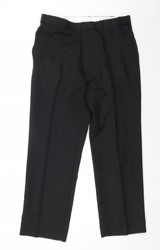 Preworn Mens Black Polyester Trousers Size 34 in L27 in Regular Zip