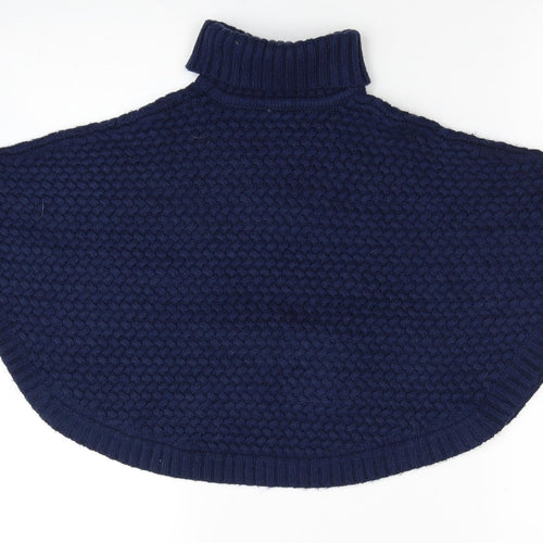 John Lewis Girls Blue Roll Neck Polyester Cape Jumper Size 3-4 Years Pullover - Poncho Style