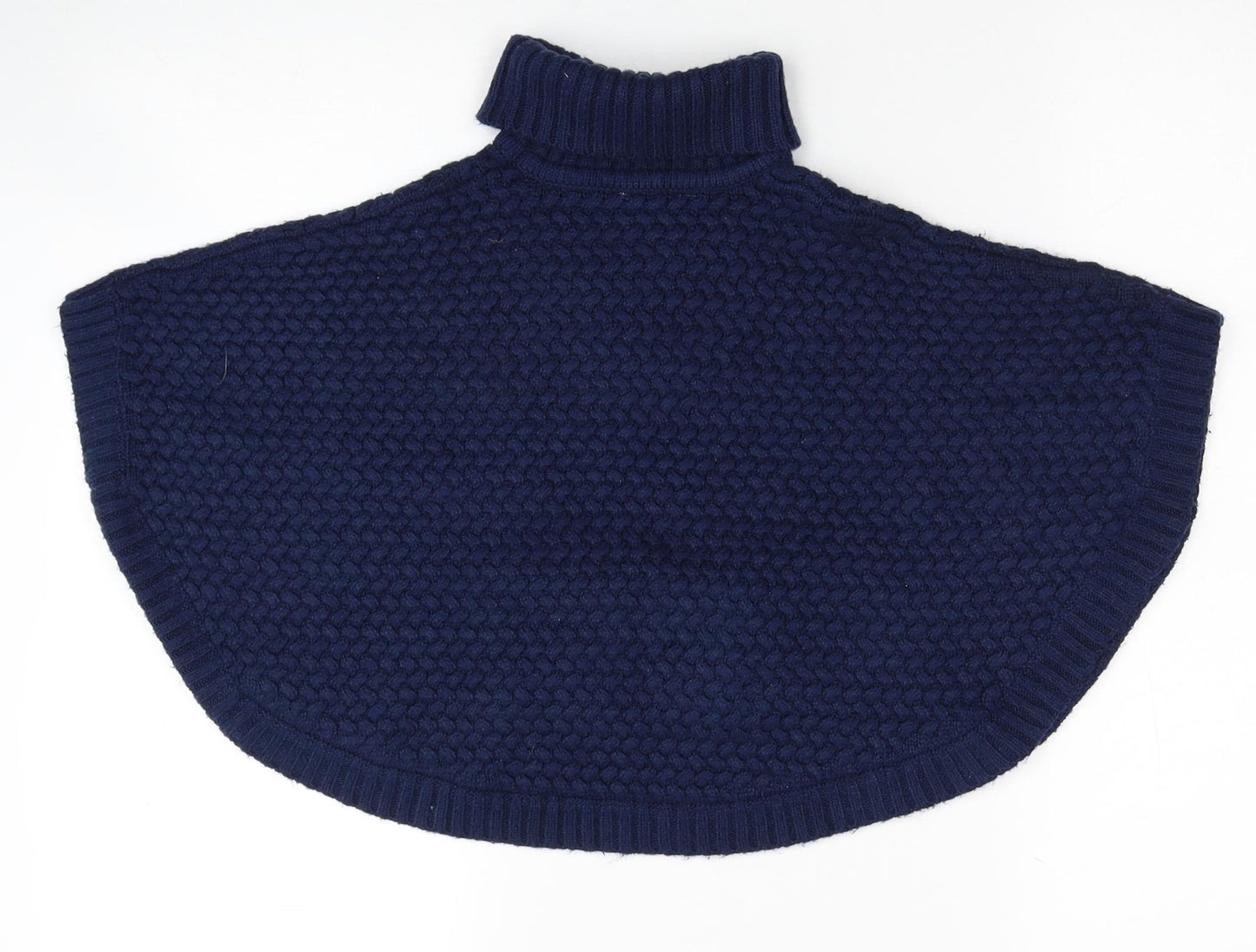 John Lewis Girls Blue Roll Neck Polyester Cape Jumper Size 3-4 Years Pullover - Poncho Style